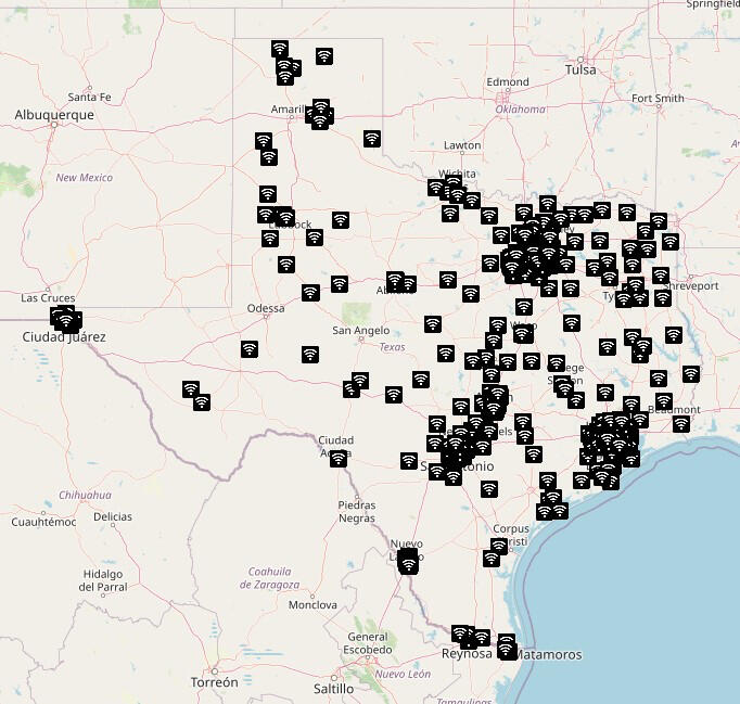 Crowdsourced map of library and public wifi hotspots in Texas during COVID-19 pandemic. TLSC/TSLAC/TRLA, 2020.